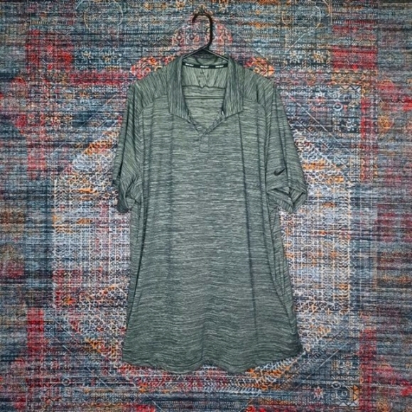 Nike Golf mens gray charcoal striped Raglan heathered polo XXL - Main Image